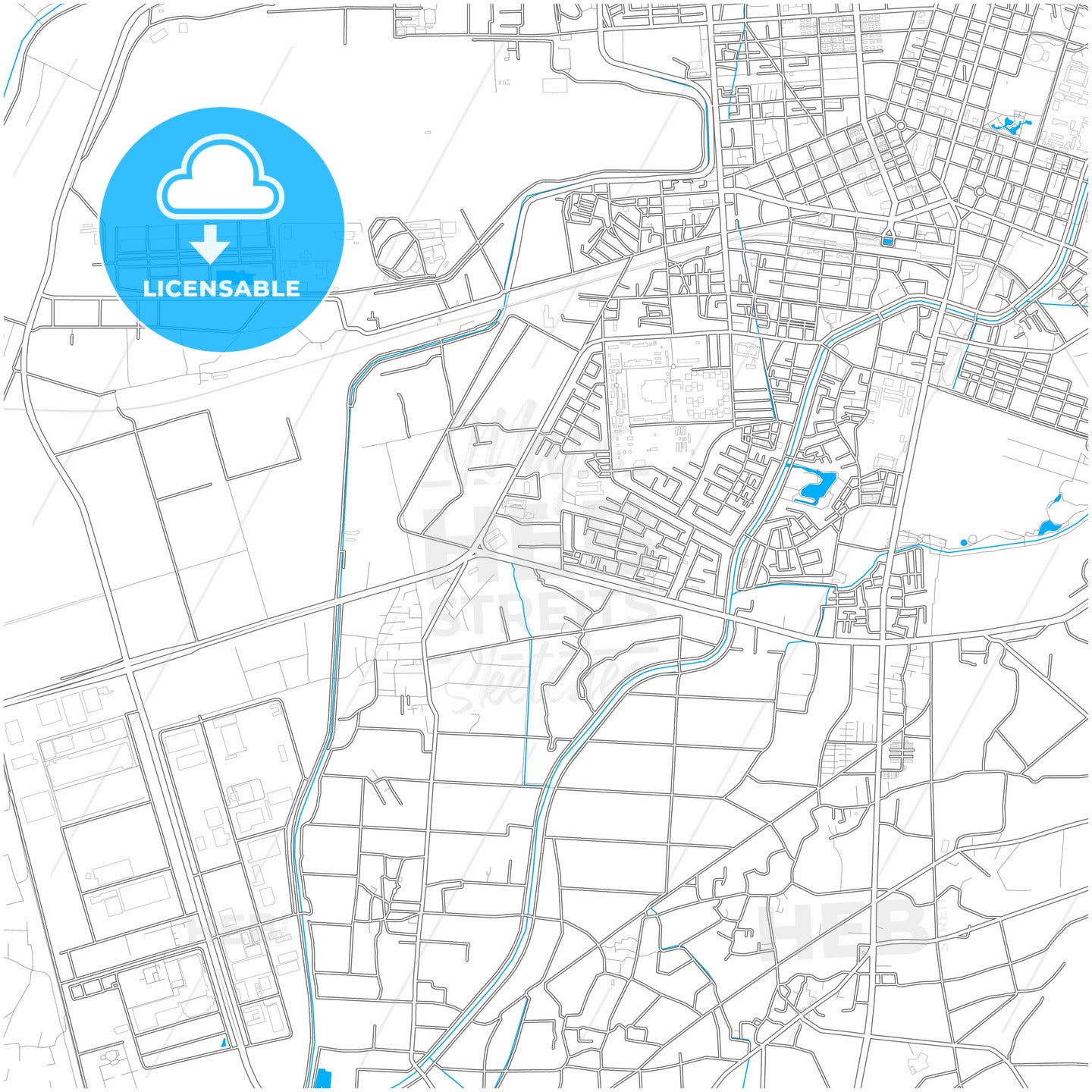 Pingtung, Pingtung, Taiwan, city map with high quality roads.
