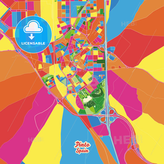 Pinto, Spain Crazy Colorful Street Map Poster Template - HEBSTREITS Sketches