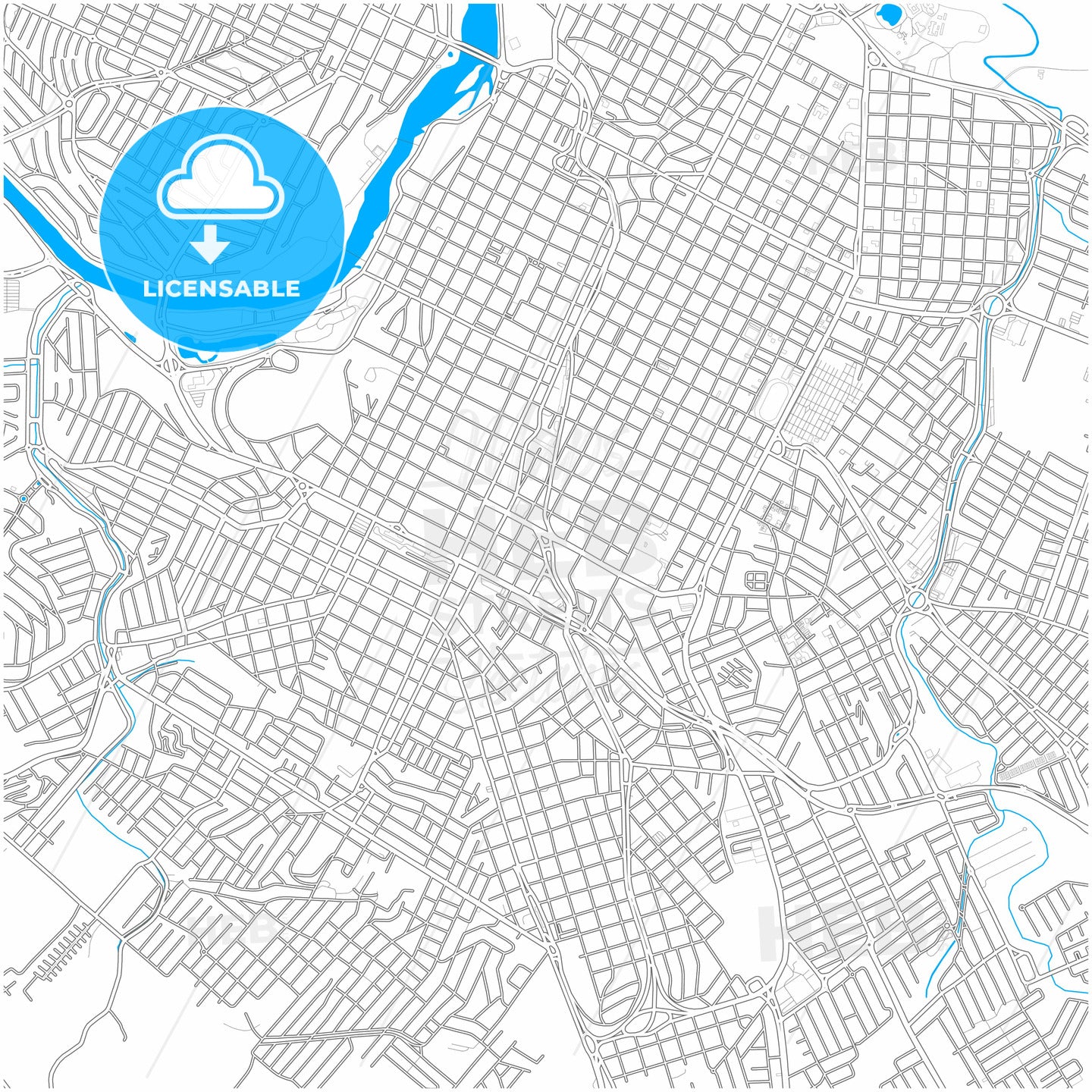 Piracicaba, Brazil, city map with high quality roads.