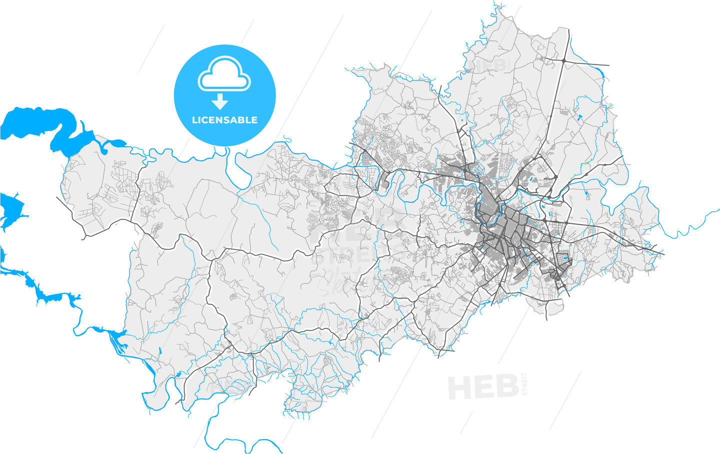 Piracicaba, Brazil, high quality vector map