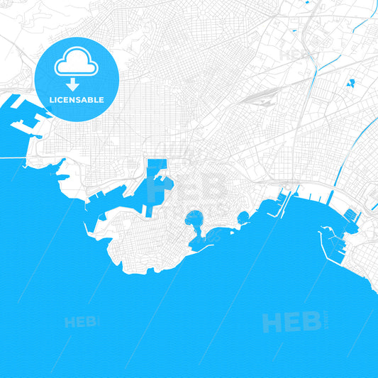 Piraeus, Greece PDF vector map with water in focus