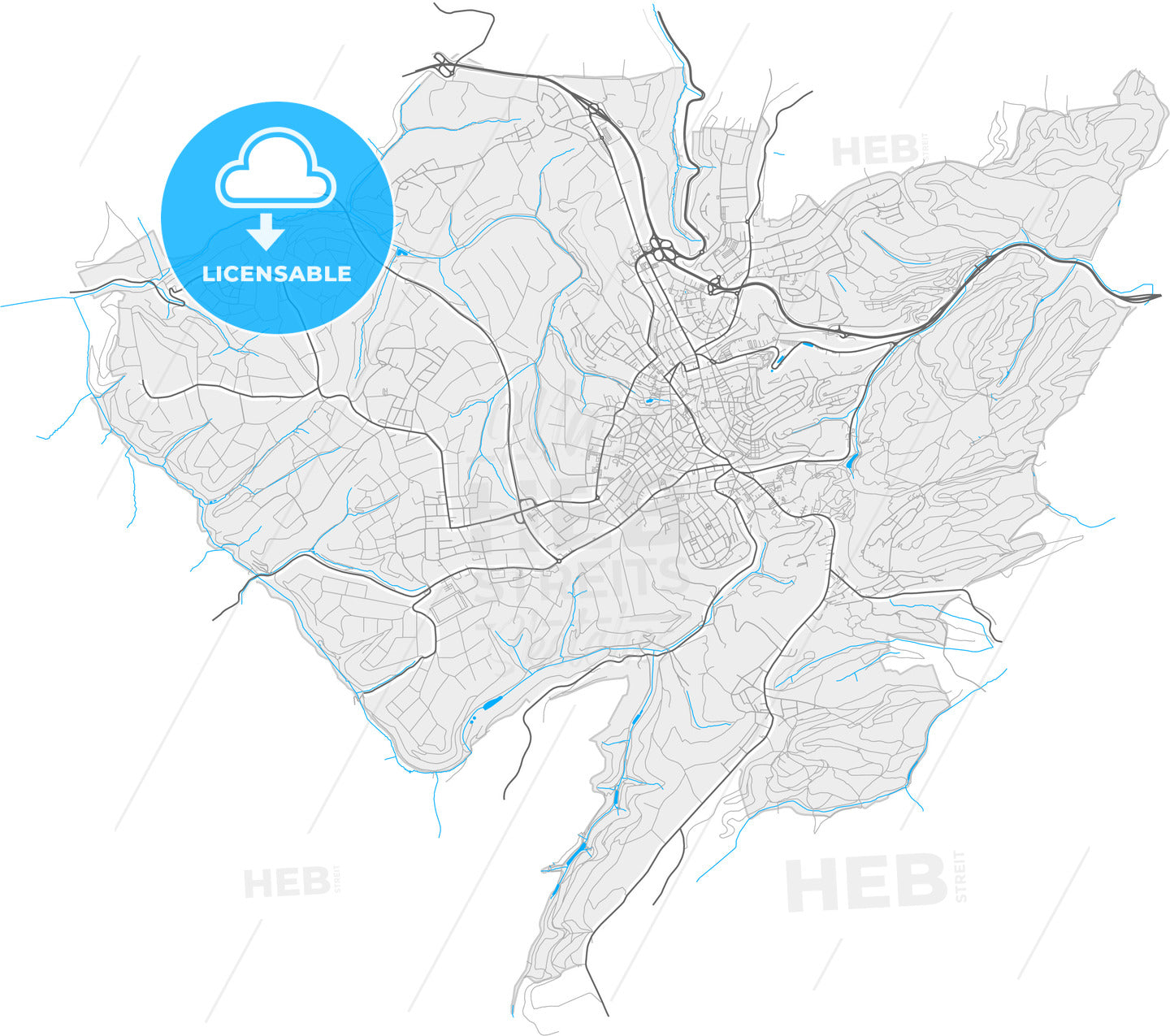 Pirmasens, Rheinland-Pfalz, Germany, high quality vector map