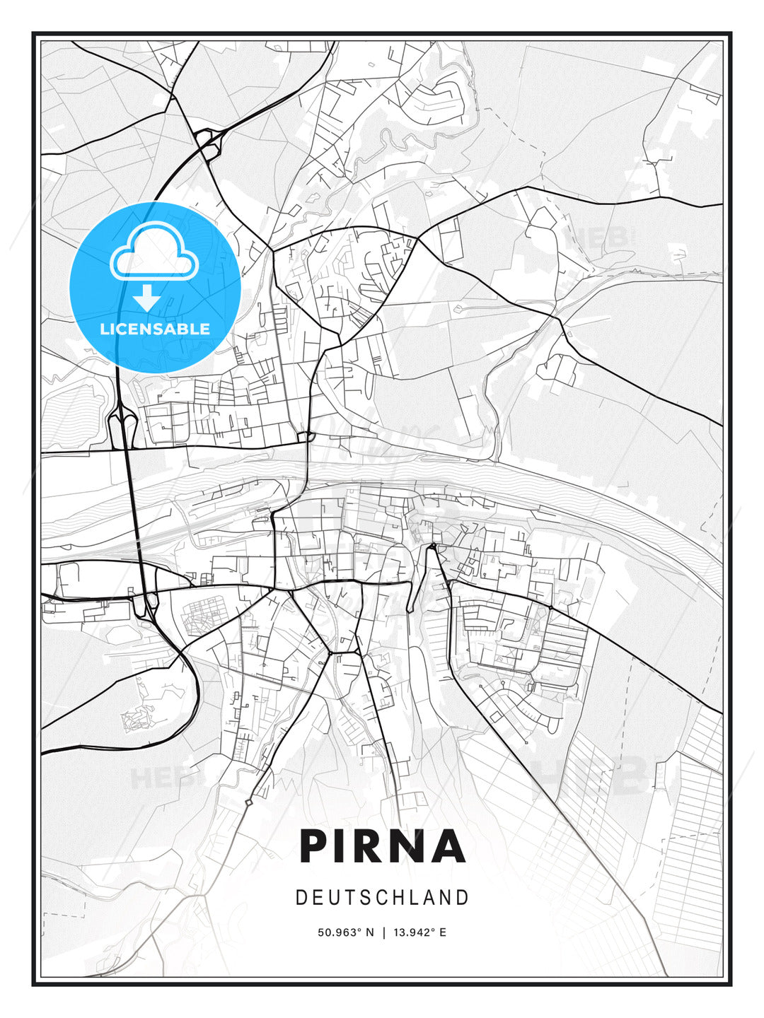 Pirna, Germany, Modern Print Template in Various Formats - HEBSTREITS Sketches