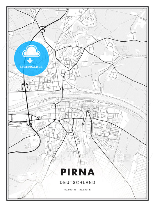 Pirna, Germany, Modern Print Template in Various Formats - HEBSTREITS Sketches