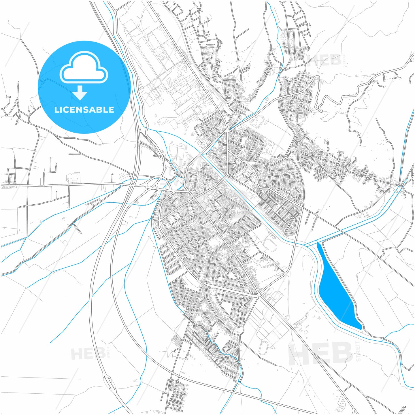 Pirot, Pirot, Serbia, city map with high quality roads.