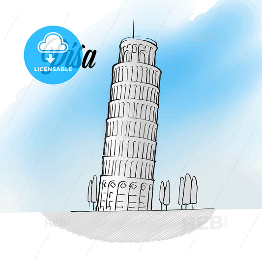 Pisa Tower Landmark Sketch – instant download