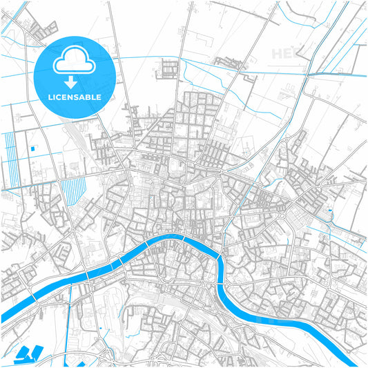 Pisa, Tuscany, Italy, city map with high quality roads.