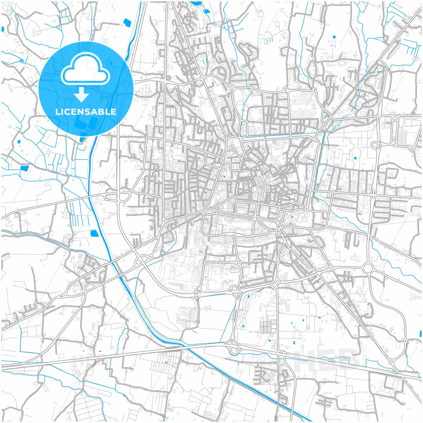 Pistoia, Tuscany, Italy, city map with high quality roads.