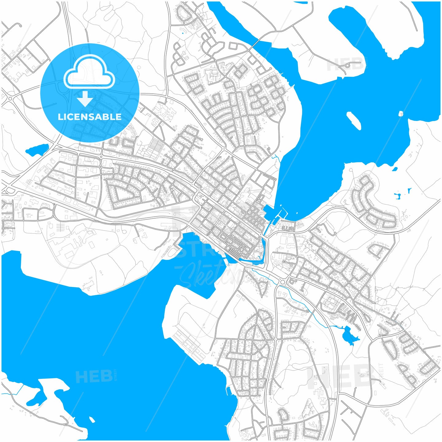Piteå, Sweden, city map with high quality roads.
