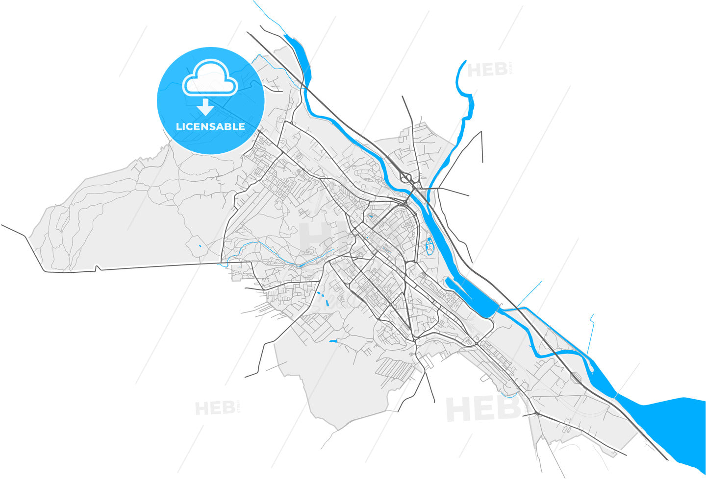 Pitești, Argeș, Romania, high quality vector map