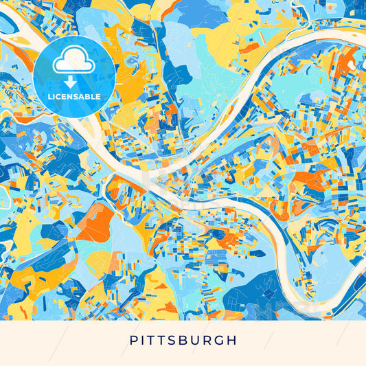 Pittsburgh colorful map poster template