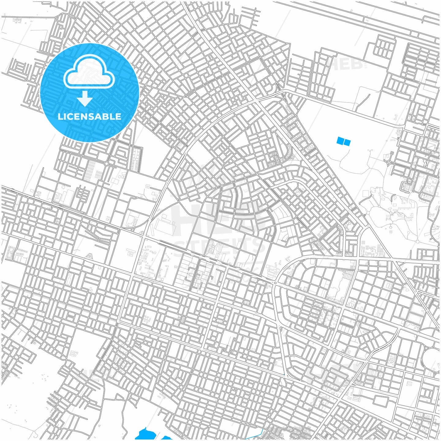 Piura, Peru, city map with high quality roads.