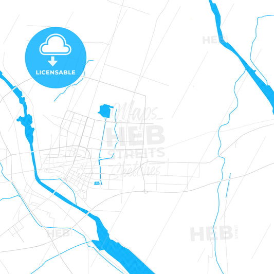 Pizhou, China PDF vector map with water in focus