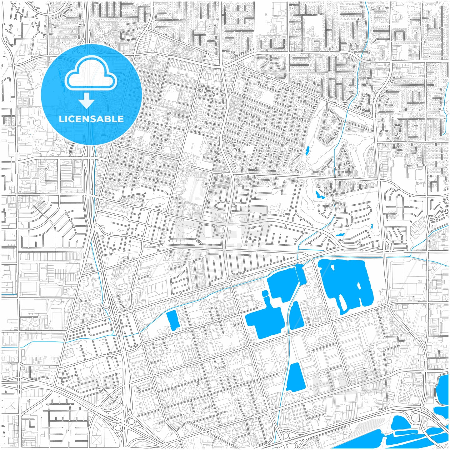 Placentia, California, United States, city map with high quality roads.