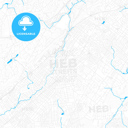 Plainfield, New Jersey, United States, PDF vector map with water in focus