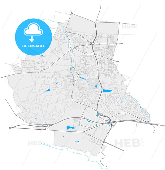 Plaisir, Yvelines, France, high quality vector map