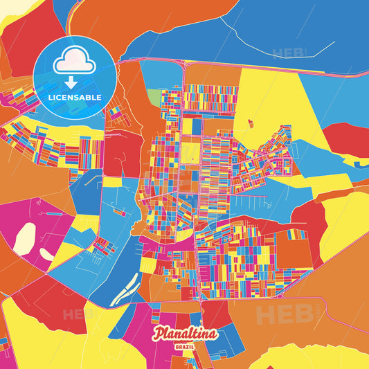 Planaltina, Brazil Crazy Colorful Street Map Poster Template - HEBSTREITS Sketches
