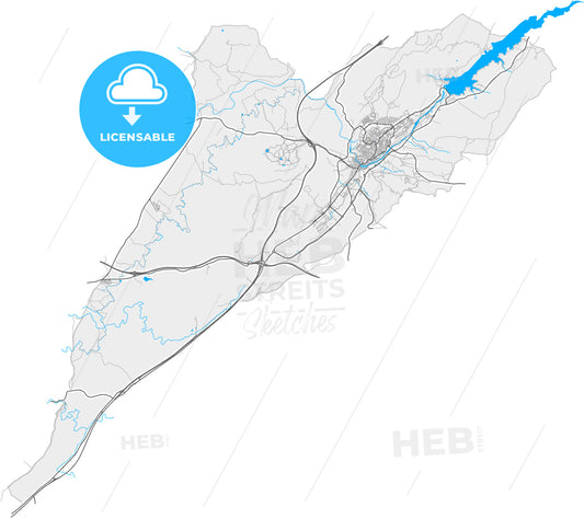 Plasencia, Cáceres, Spain, high quality vector map