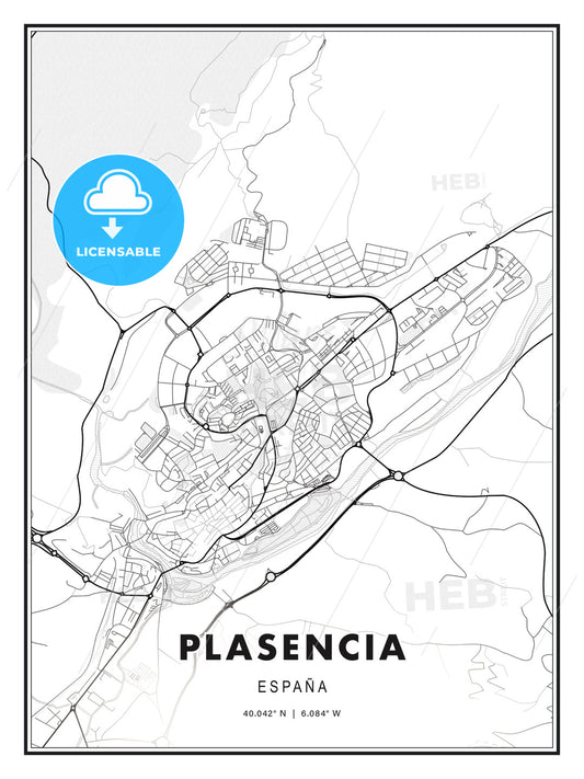 Plasencia, Spain, Modern Print Template in Various Formats - HEBSTREITS Sketches