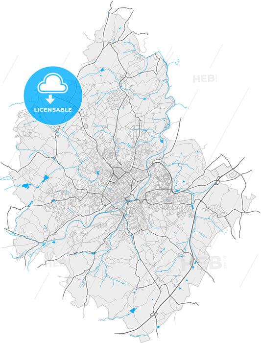 Plauen, Saxony, Germany, high quality vector map