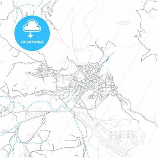 Pljevlja, Northern, Montenegro, city map with high quality roads.