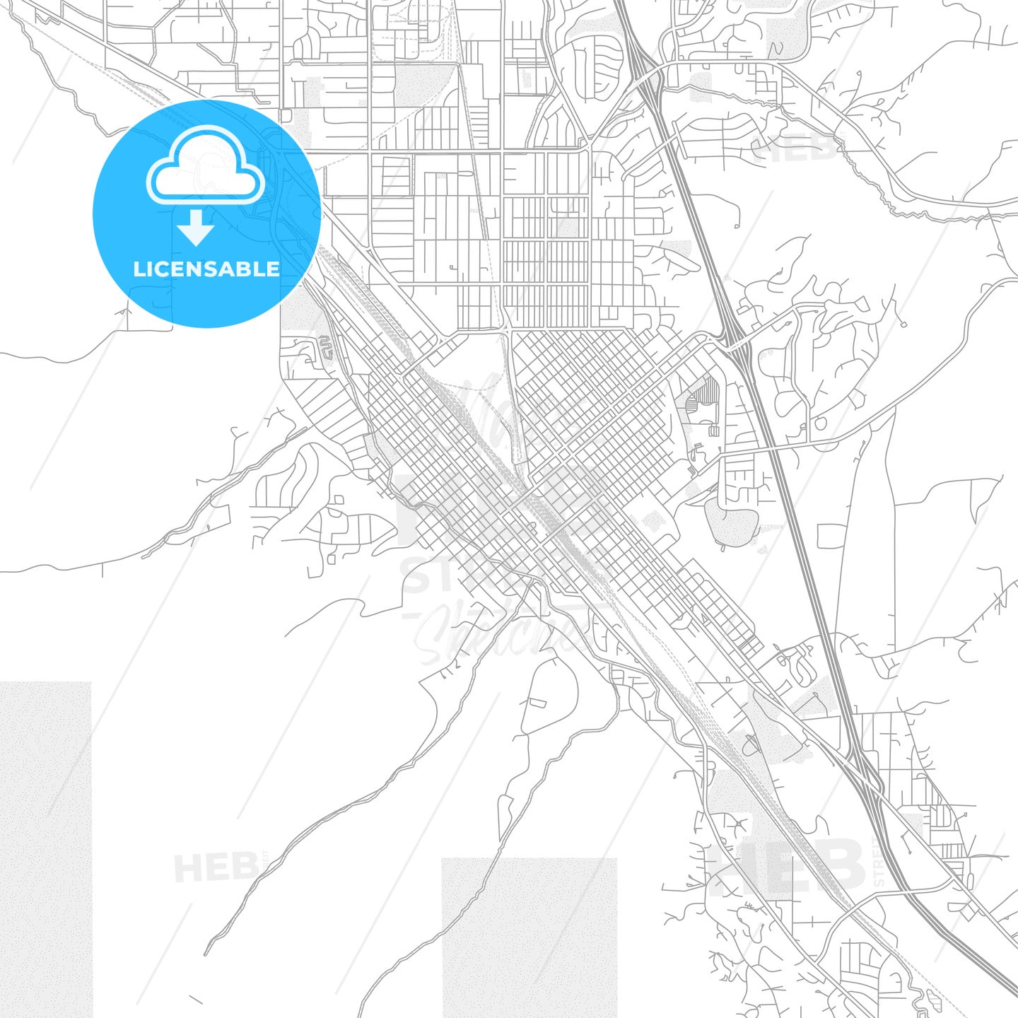 Pocatello, Idaho, USA, bright outlined vector map - HEBSTREITS