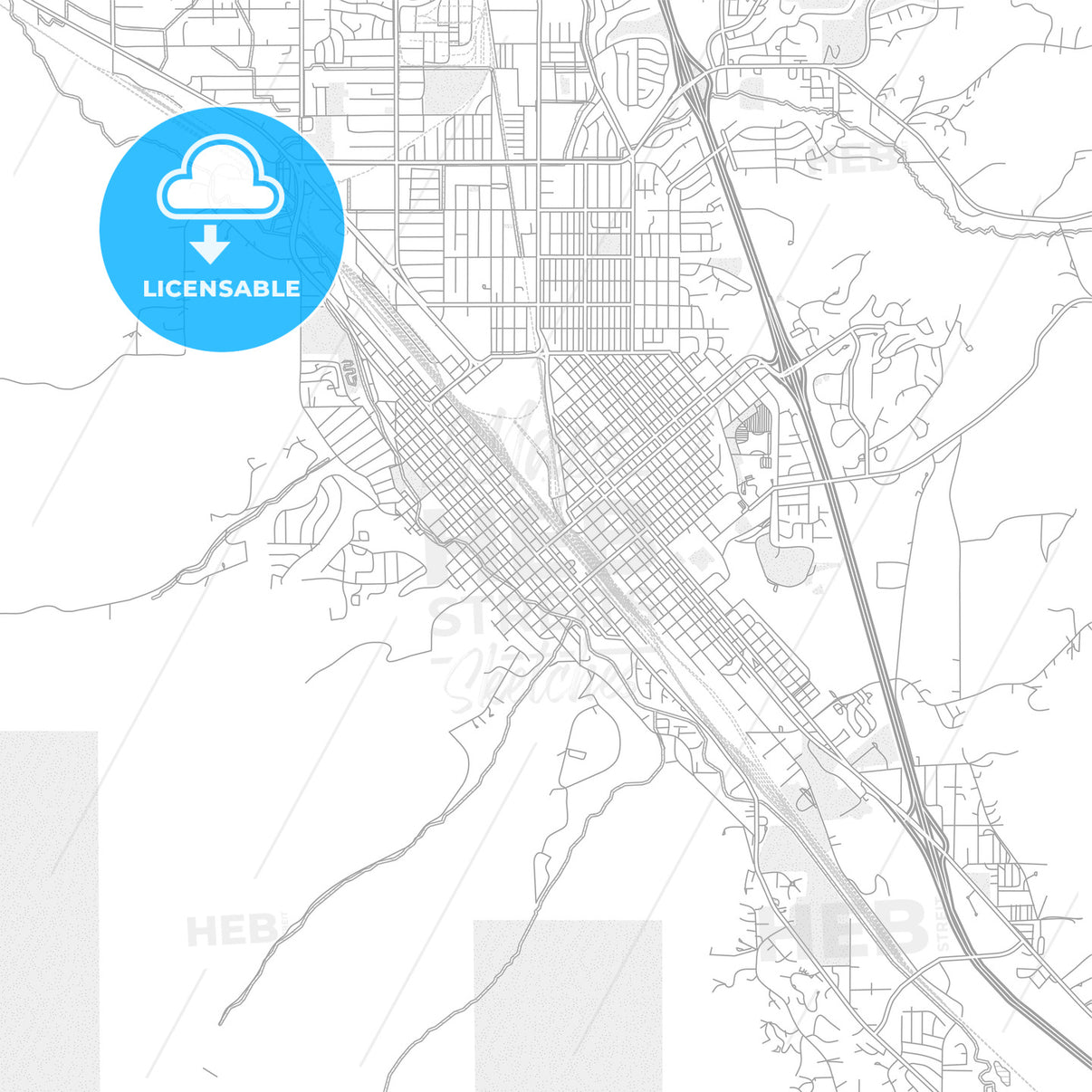 Pocatello, Idaho, Usa, Bright Outlined Vector Map - Hebstreits