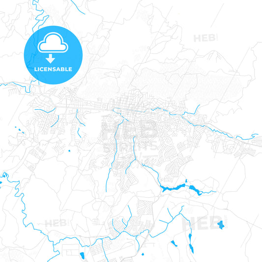 Pocos de Caldas, Brazil PDF vector map with water in focus