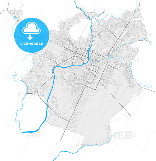 Podgorica, Central, Montenegro, high quality vector map