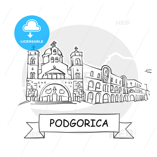 Podgorica Cityscape Vector Sign – instant download