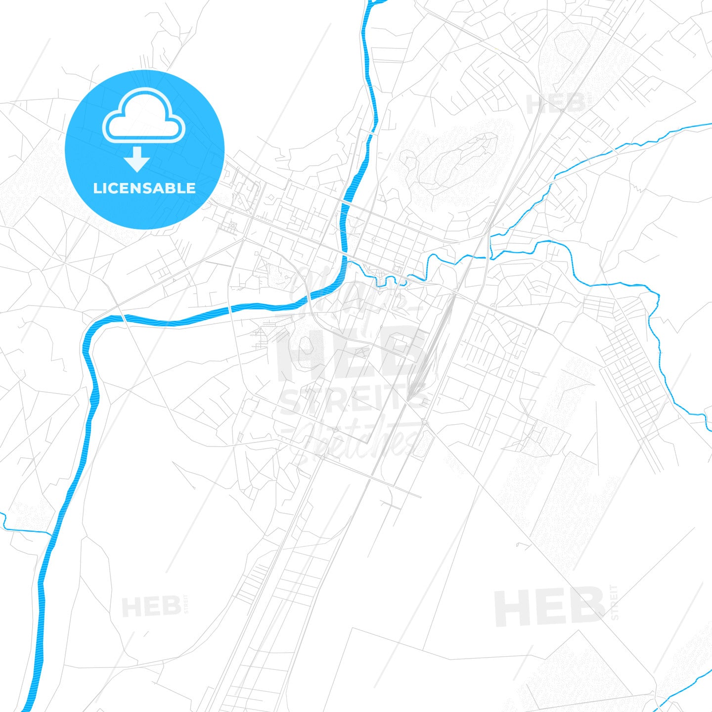 Podgorica, Montenegro PDF vector map with water in focus