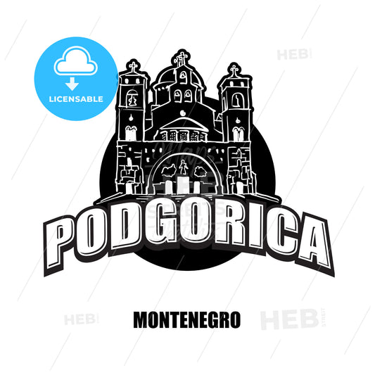 Podgorica, Montenegro, black and white logo – instant download