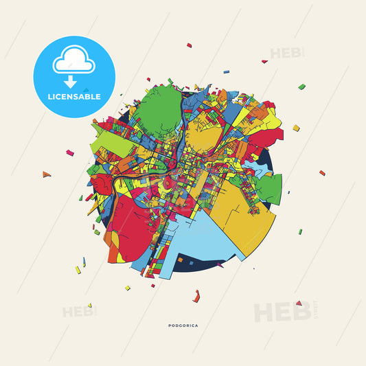 Podgorica Montenegro colorful confetti map