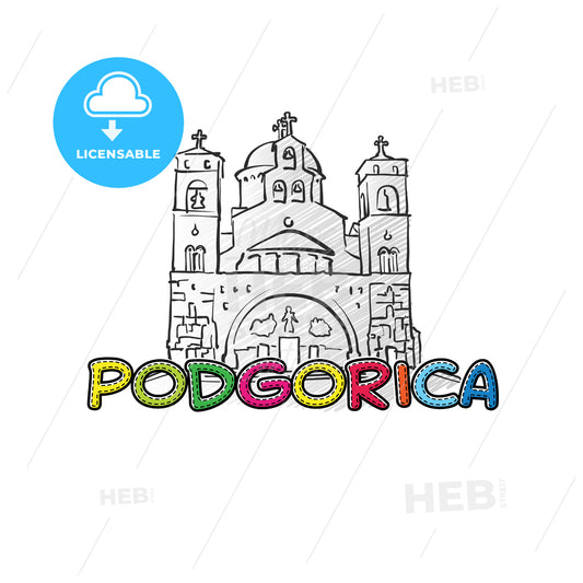Podgorica beautiful sketched icon – instant download