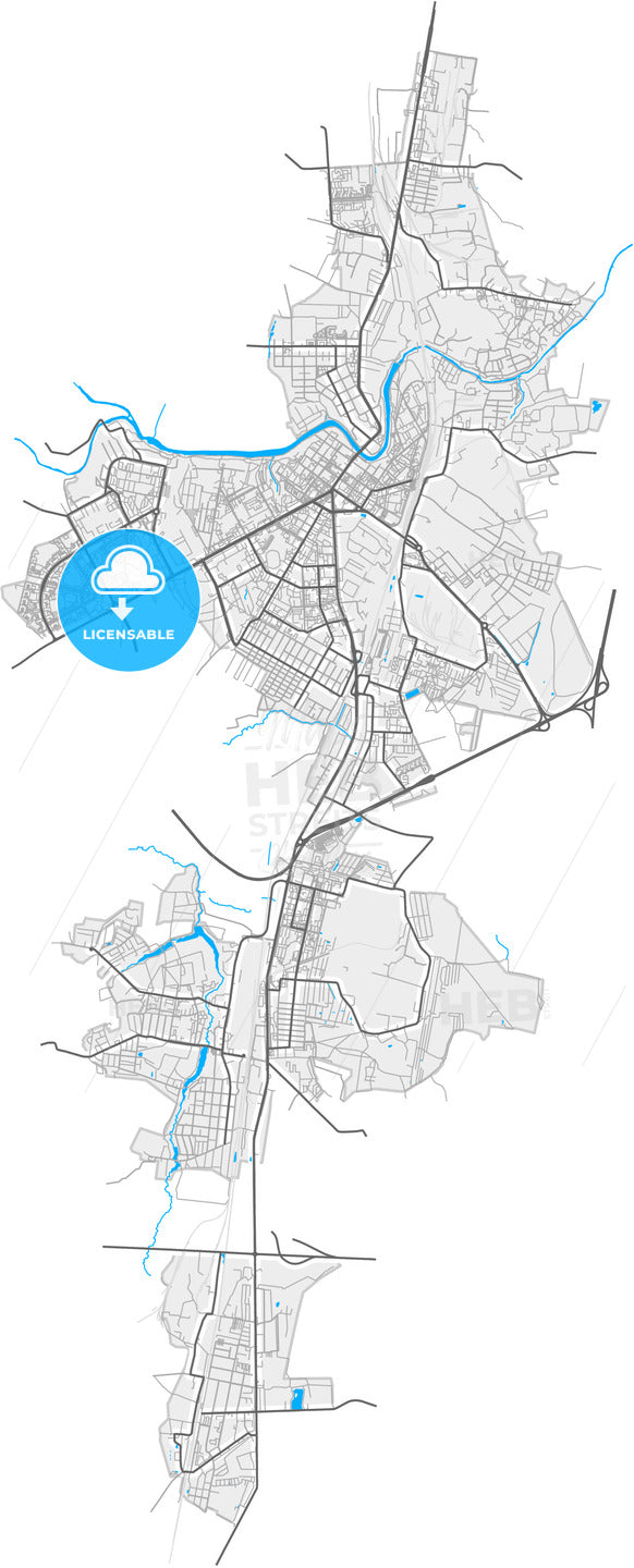 Podolsk, Moscow Oblast, Russia, high quality vector map