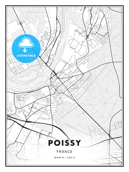 Poissy, France, Modern Print Template in Various Formats - HEBSTREITS Sketches