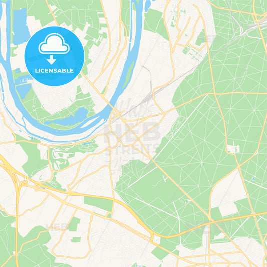 Poissy, France Vector Map - Classic Colors