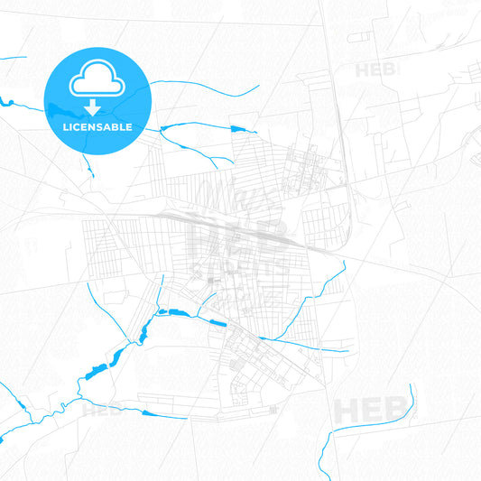 Pokrovsk, Ukraine PDF vector map with water in focus