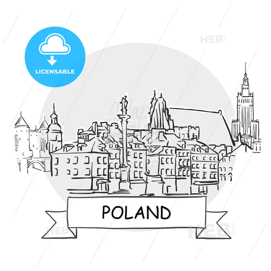 Poland hand-drawn urban vector sign – instant download
