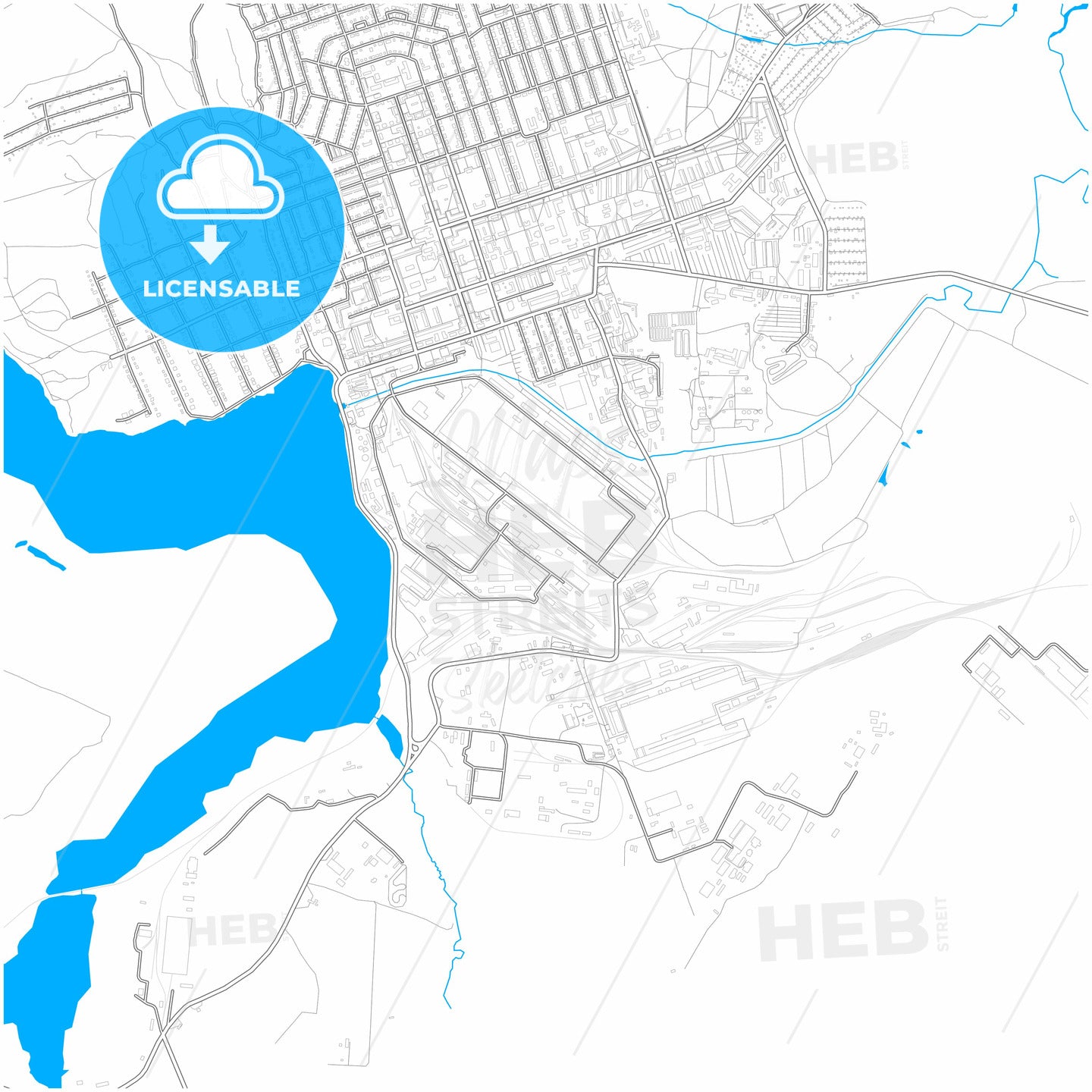 Polevskoy, Sverdlovsk Oblast, Russia, city map with high quality roads.