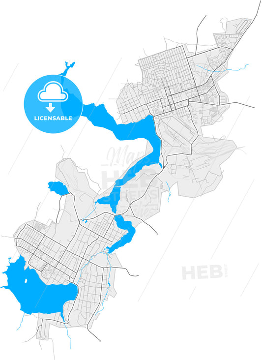 Polevskoy, Sverdlovsk Oblast, Russia, high quality vector map