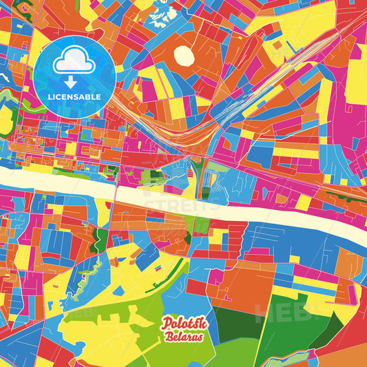 Polotsk, Belarus Crazy Colorful Street Map Poster Template - HEBSTREITS Sketches