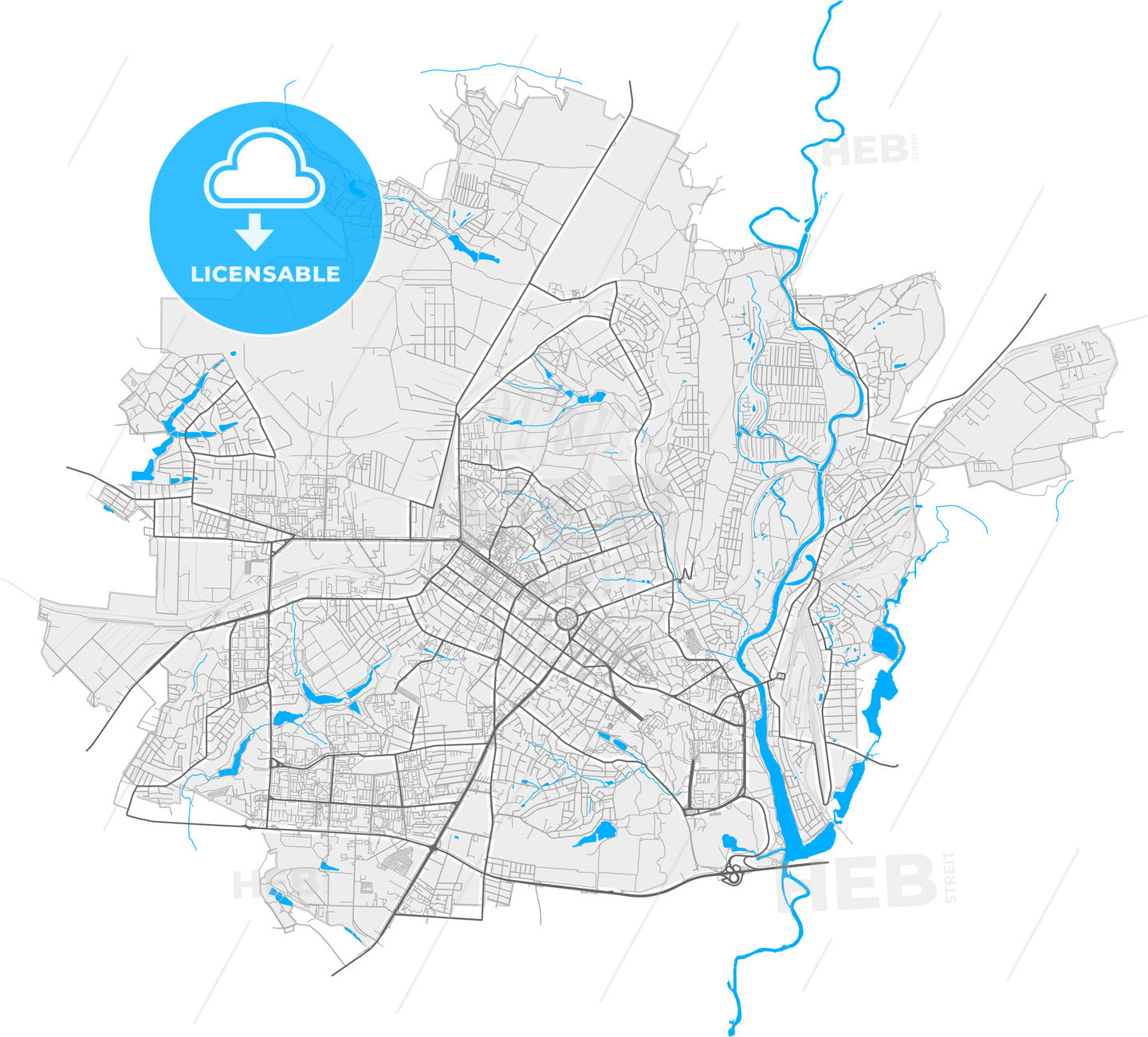 Poltava, Poltava Oblast, Ukraine, high quality vector map