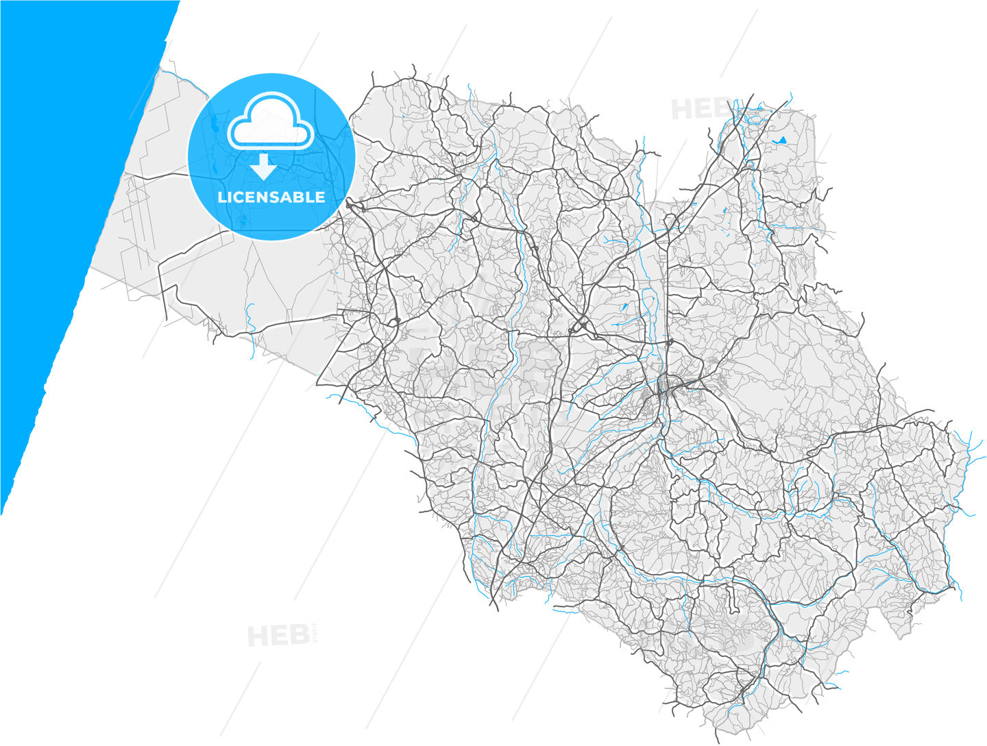 Pombal, Leiria, Portugal, high quality vector map