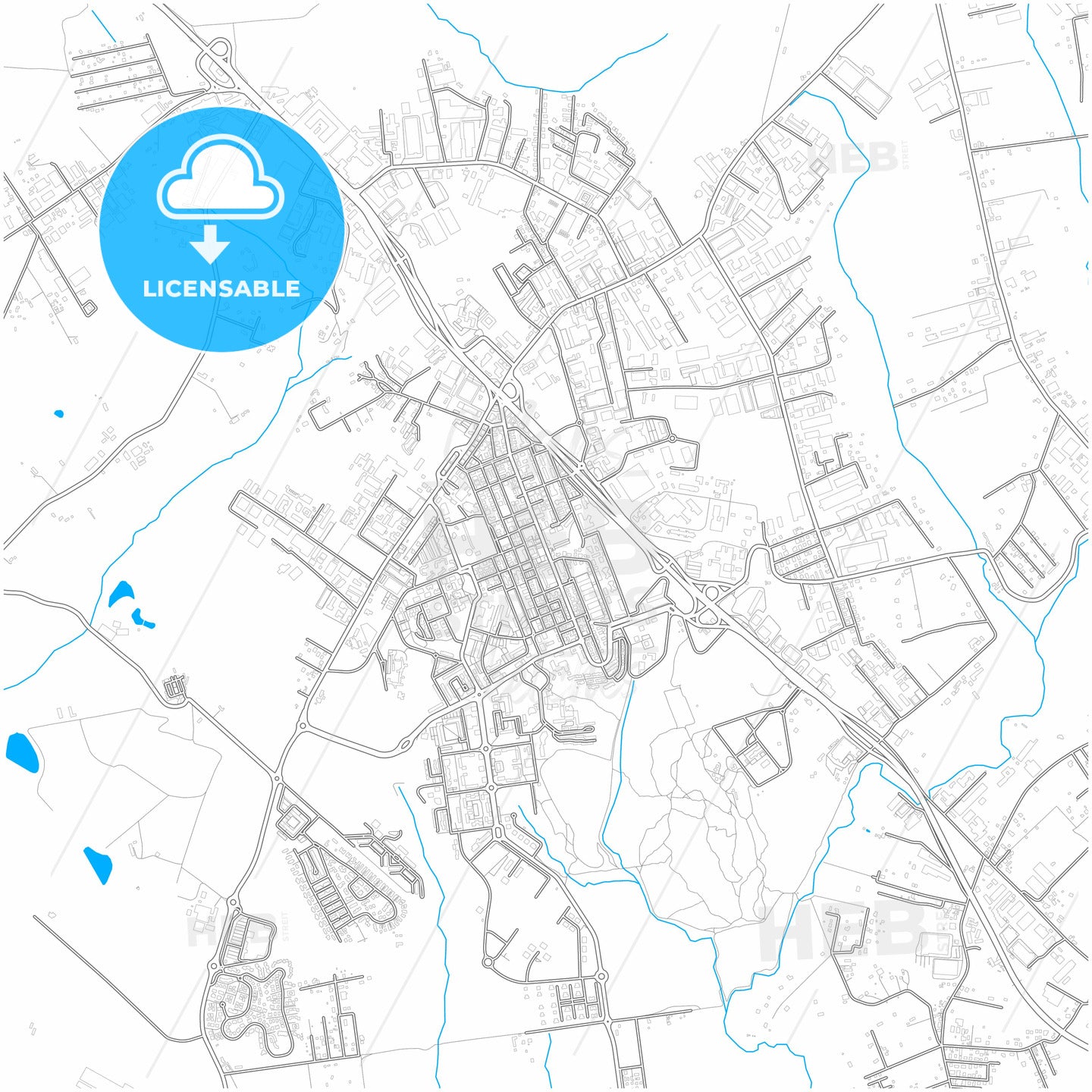 Pomezia, Lazio, Italy, city map with high quality roads.