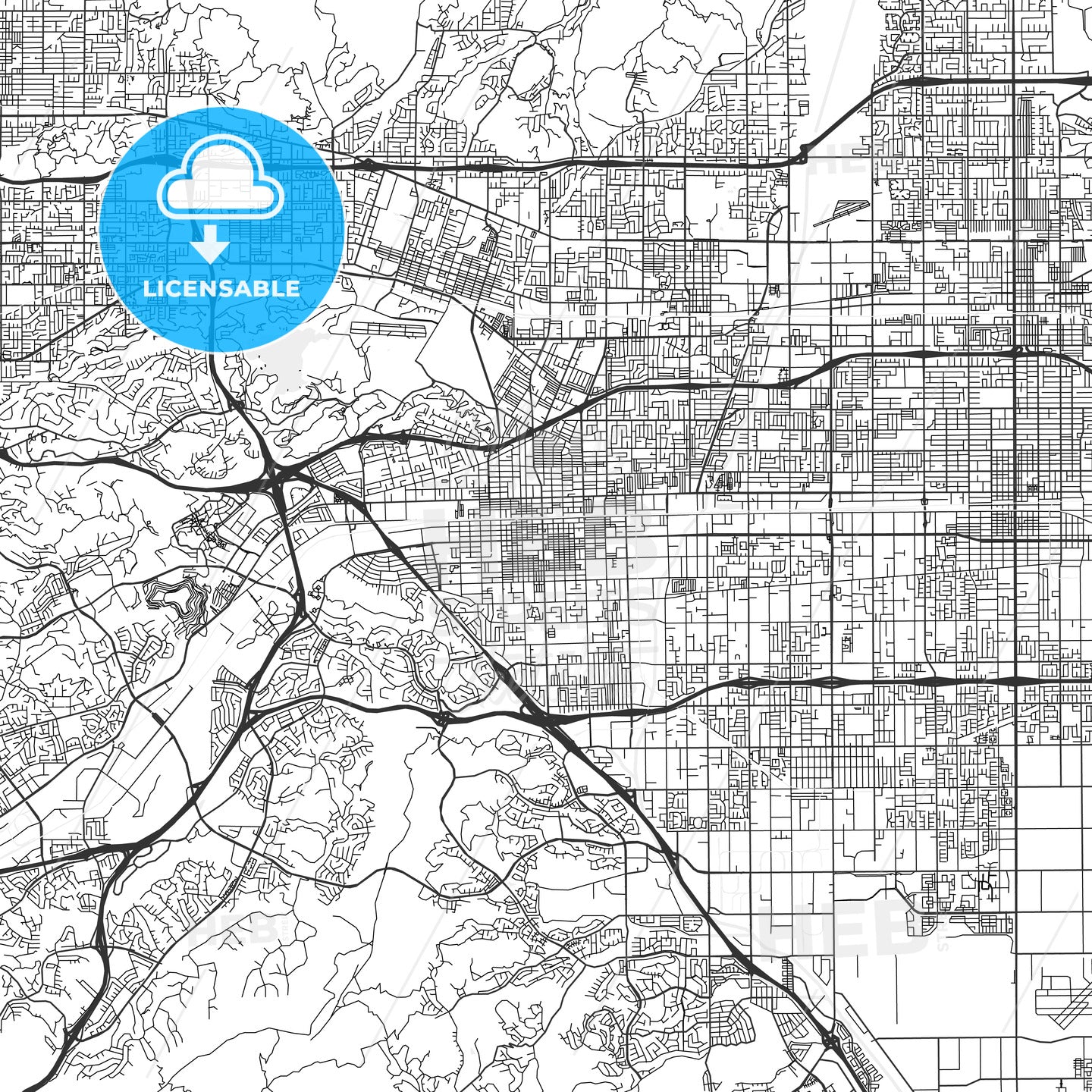 Pomona, California - Area Map - Light