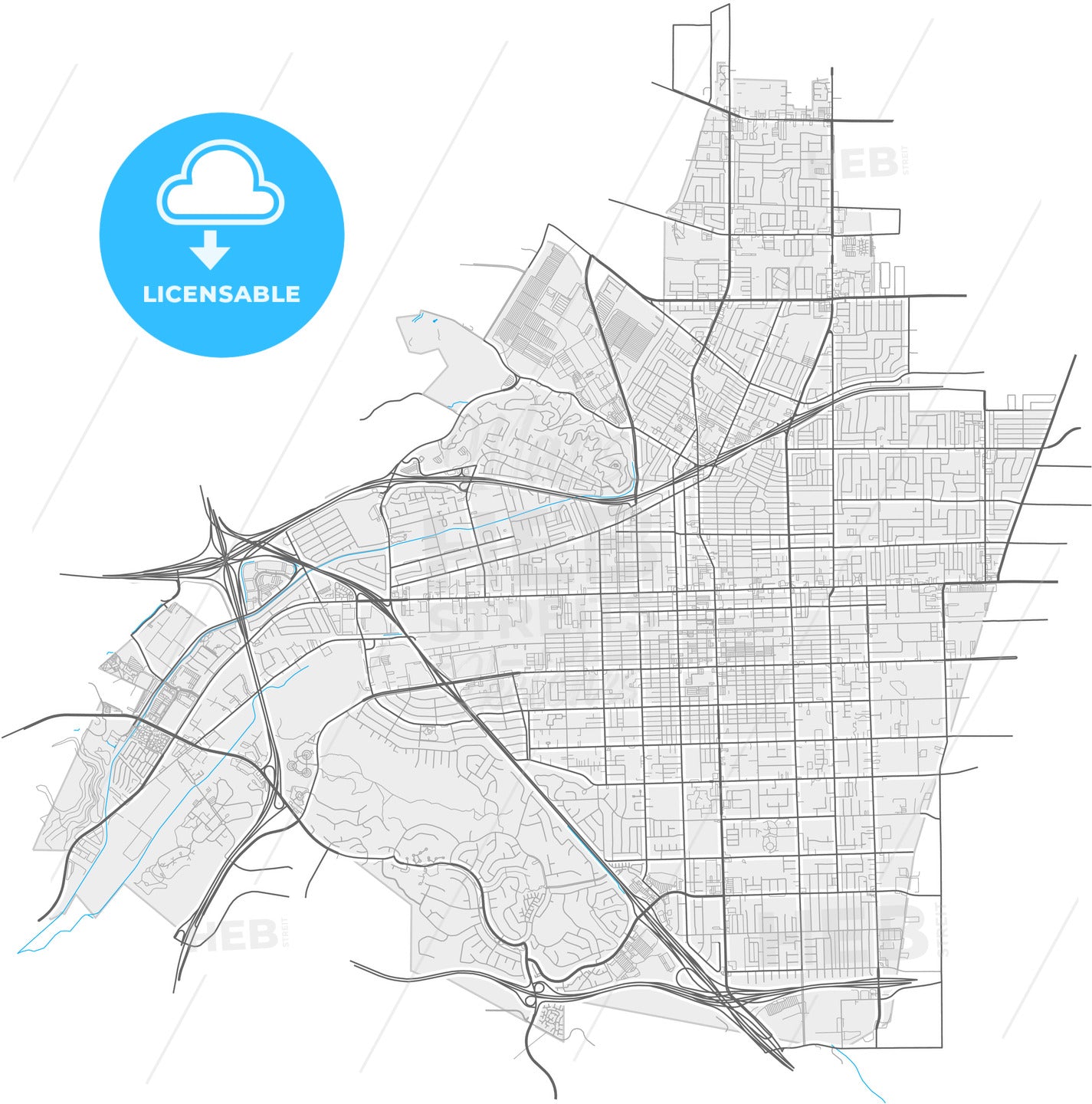 Pomona, California, United States, high quality vector map