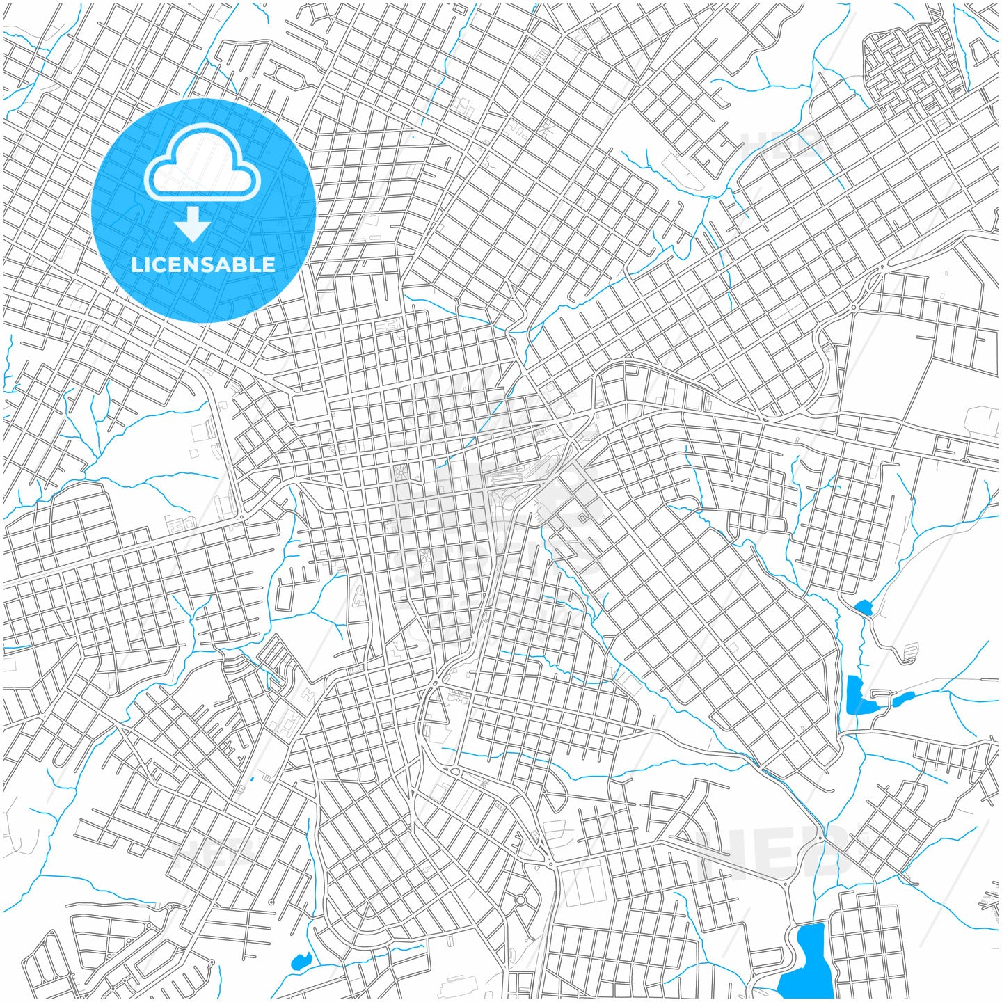 Ponta Grossa, Brazil, city map with high quality roads.