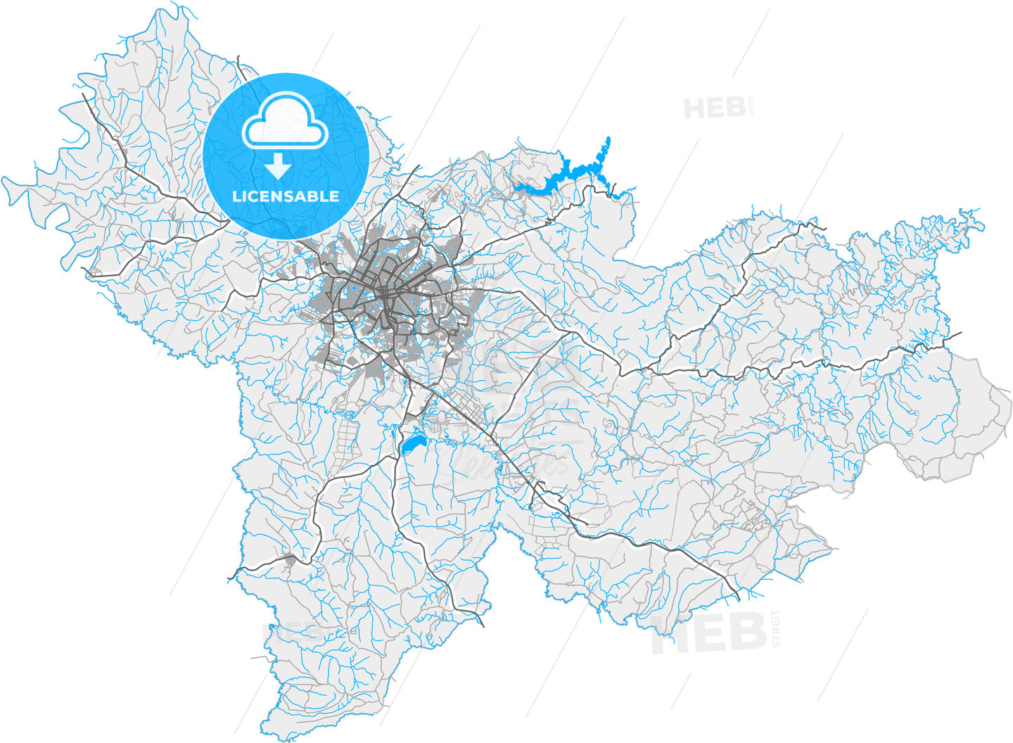 Ponta Grossa, Brazil, high quality vector map