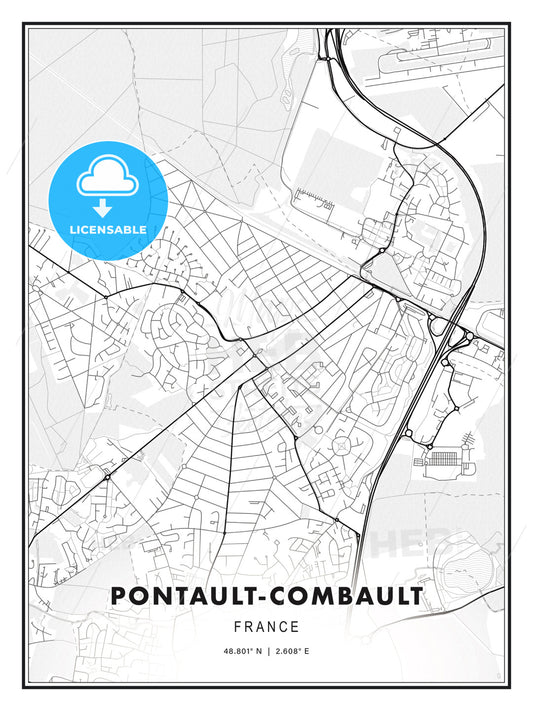 Pontault-Combault, France, Modern Print Template in Various Formats - HEBSTREITS Sketches